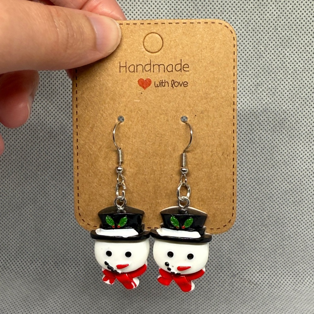 Handmade Snowman Earrings